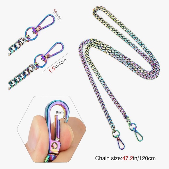 🆕 48-Inch Stainless Steel Wallet & Purse Chain Strap w/Adjustable Metal Buckle - Picture 4 of 6